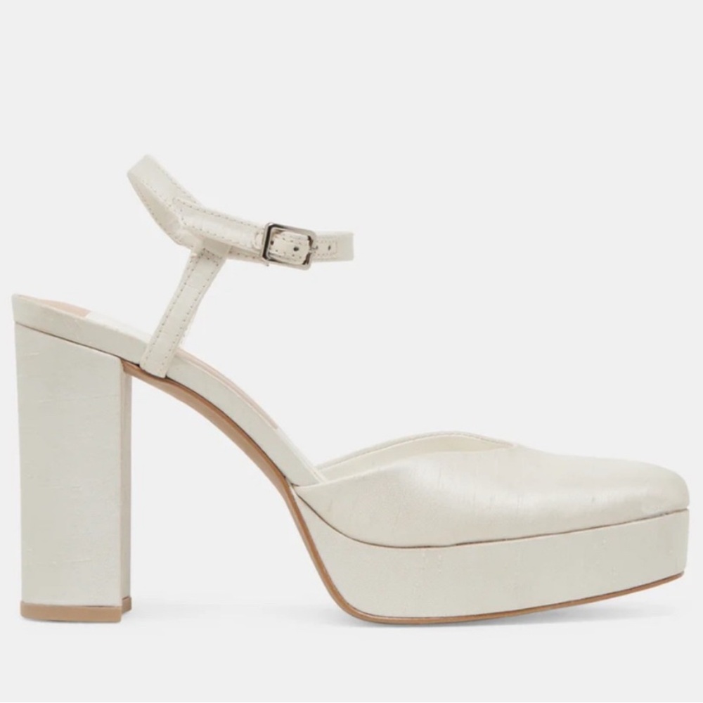 Dolce Vita Cream Platform Shoes with Ankle Strap